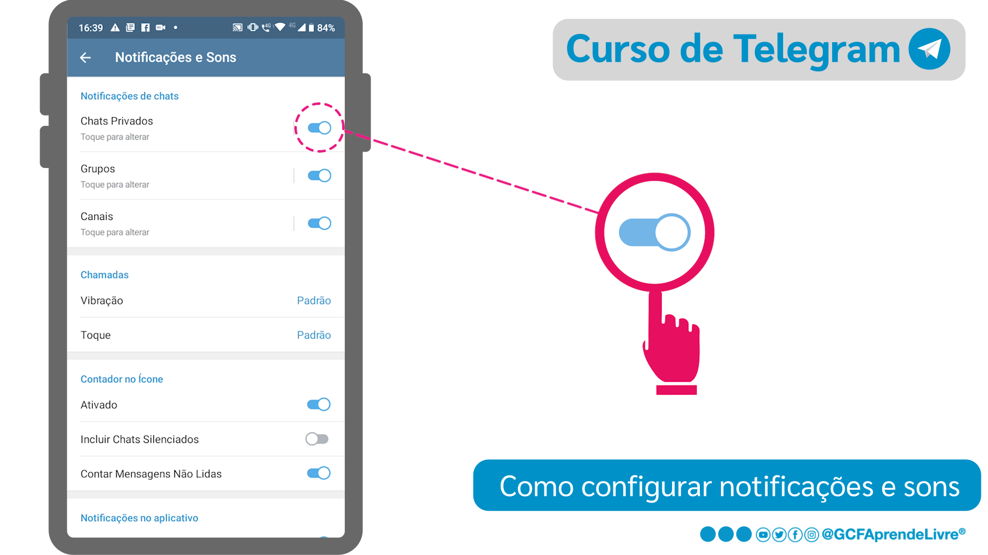 Como ativar a notificação de chats privados do Telegram